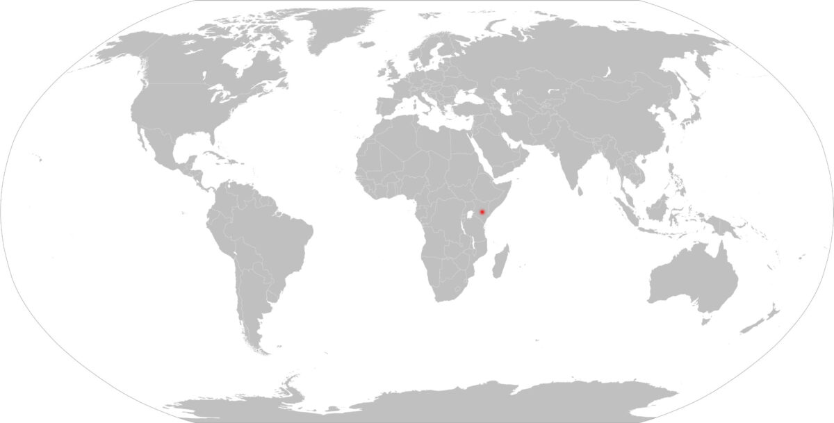Slepá mapa světa s vyznačenou zemí červeně